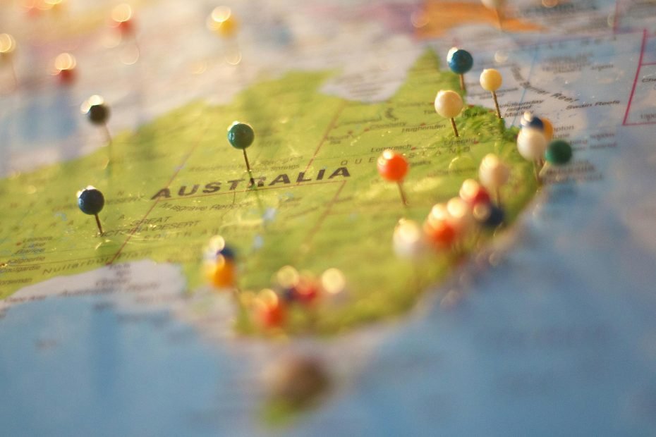 Map of Australia with pins marking regional areas, symbolizing Regional 491 Visa Home Loans.